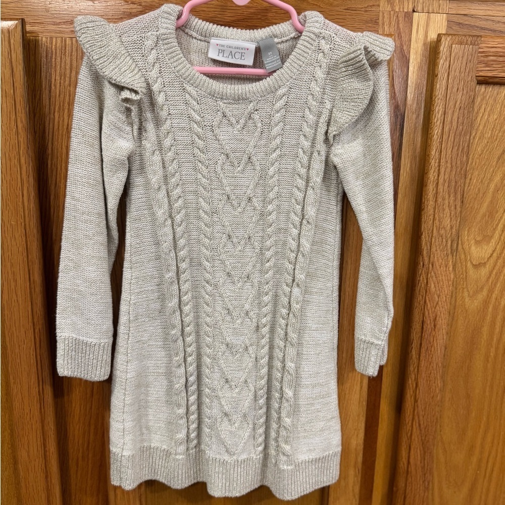 The Children's Place Beige Cable Knit Dress